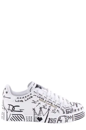 Dolce & Gabbana Printed Lace-Up Sneakers