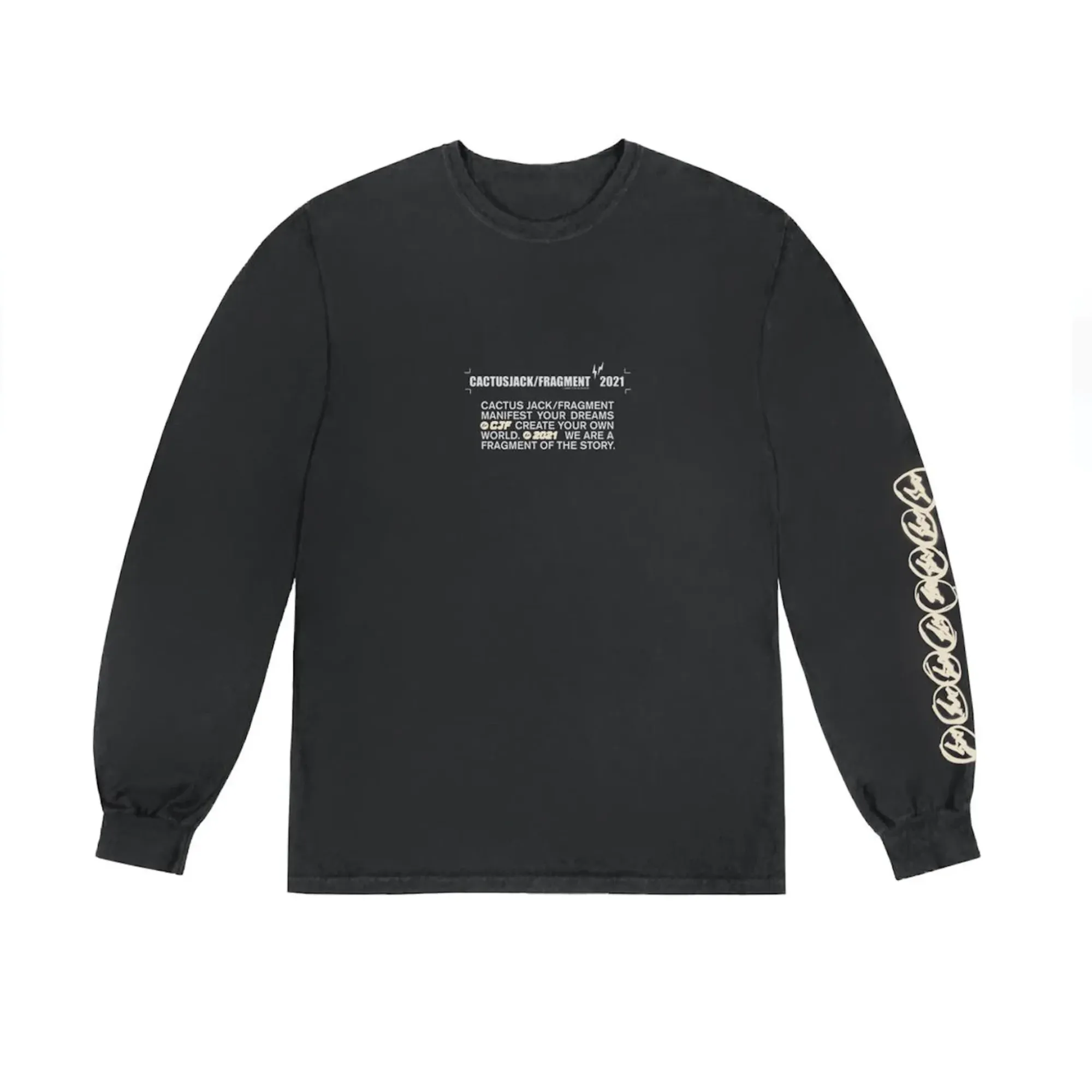 Travis Scott Cactus Jack For Fragment Logo L/S T-shirt Washed Black