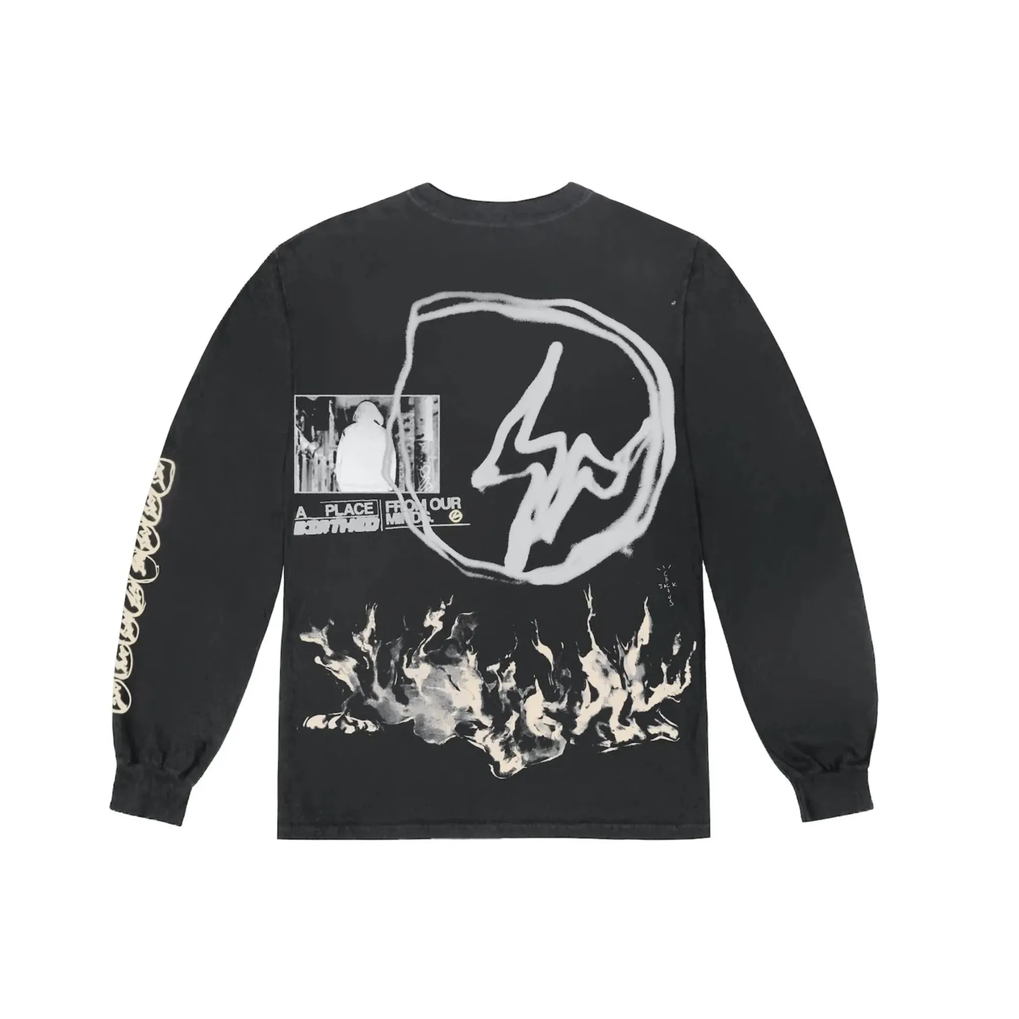 Travis Scott Cactus Jack For Fragment Logo L/S T-shirt Washed Black