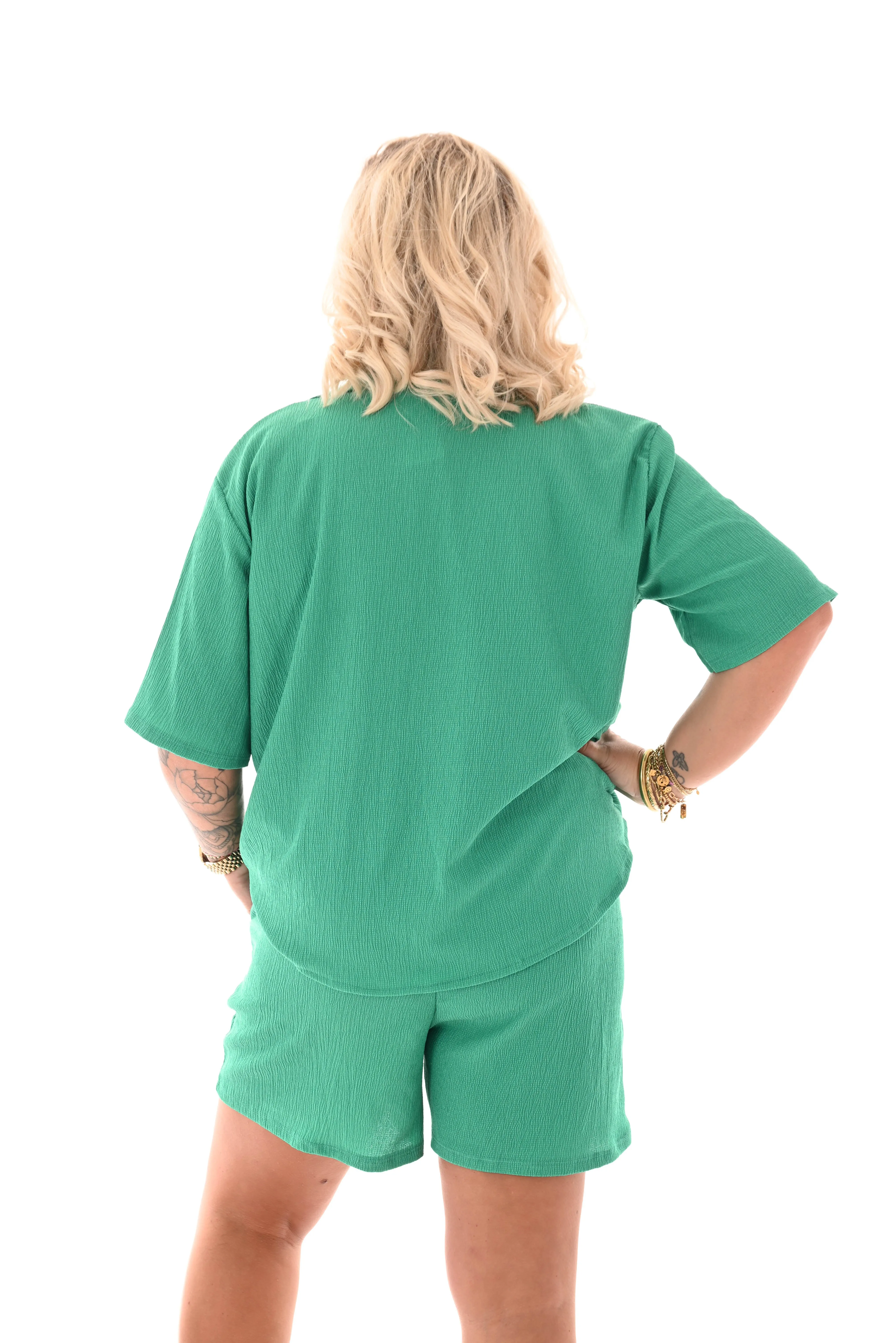 Tweedelig set crepe short groen
